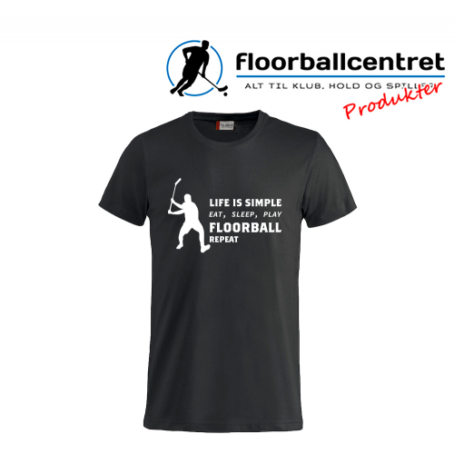 Floorballcentret T-shirt - Life Is Simple - sort m. hvid