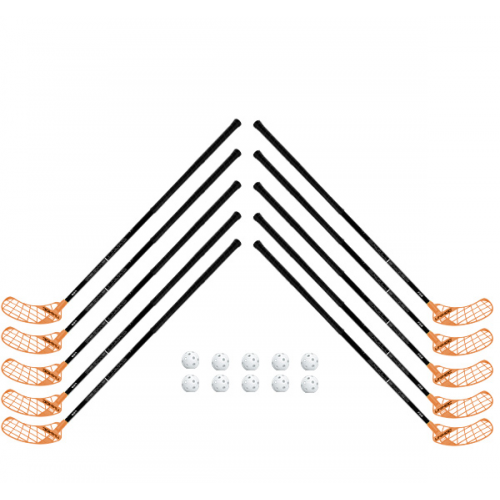 Unihoc Challenger 29 Neon Orange - 10 stave inkl. 10 bolde - Floorball Stavsæt