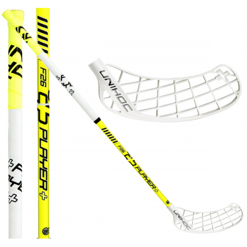 Unihoc Player+ Top Light II 26 white / yellow - Floorballstav - Billede 2